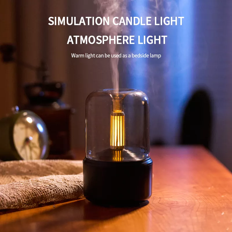 120ML Candle Lamp Aroma Diffuser Air Humidifier Electric Aromatherapy Diffusor Flame Humidicador USB Desktop Decor Night Light